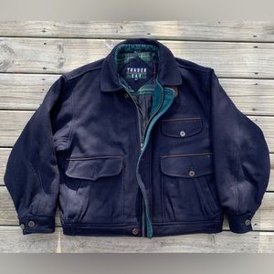 Vintage Navy Blue Trader Bay Wool Coat
